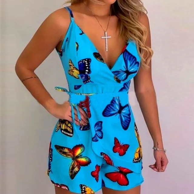 Melinda Detailed Open-Back Romper