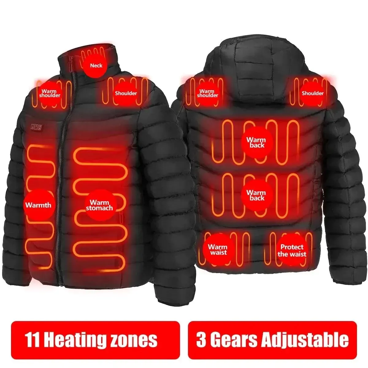Men Winter Warm USB Heating Jackets Smart