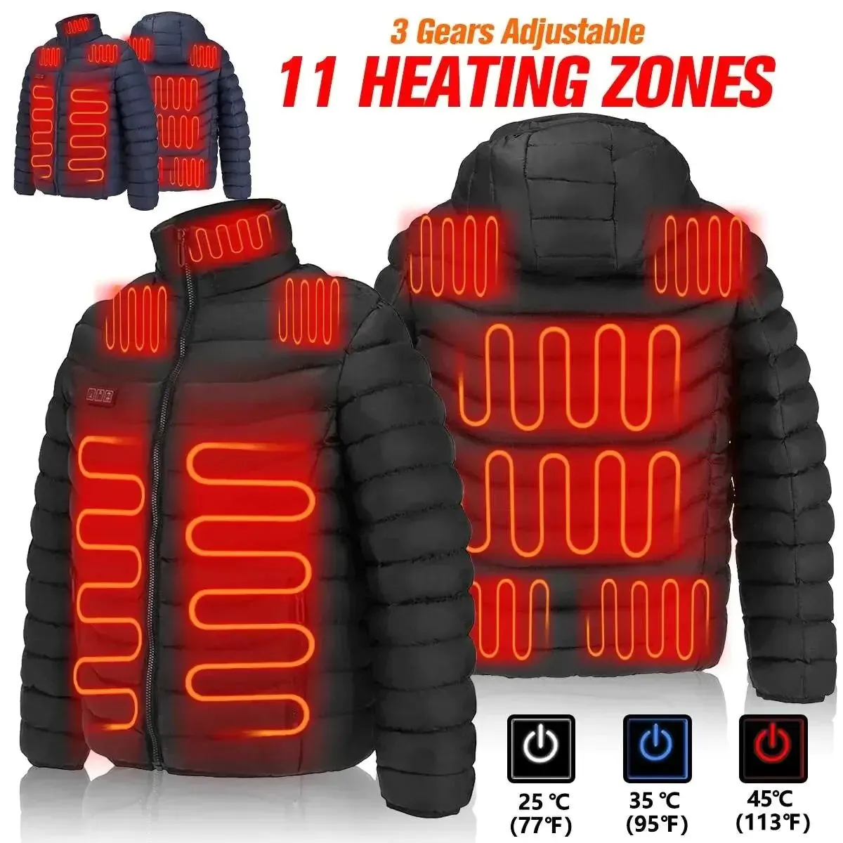 Men Winter Warm USB Heating Jackets Smart
