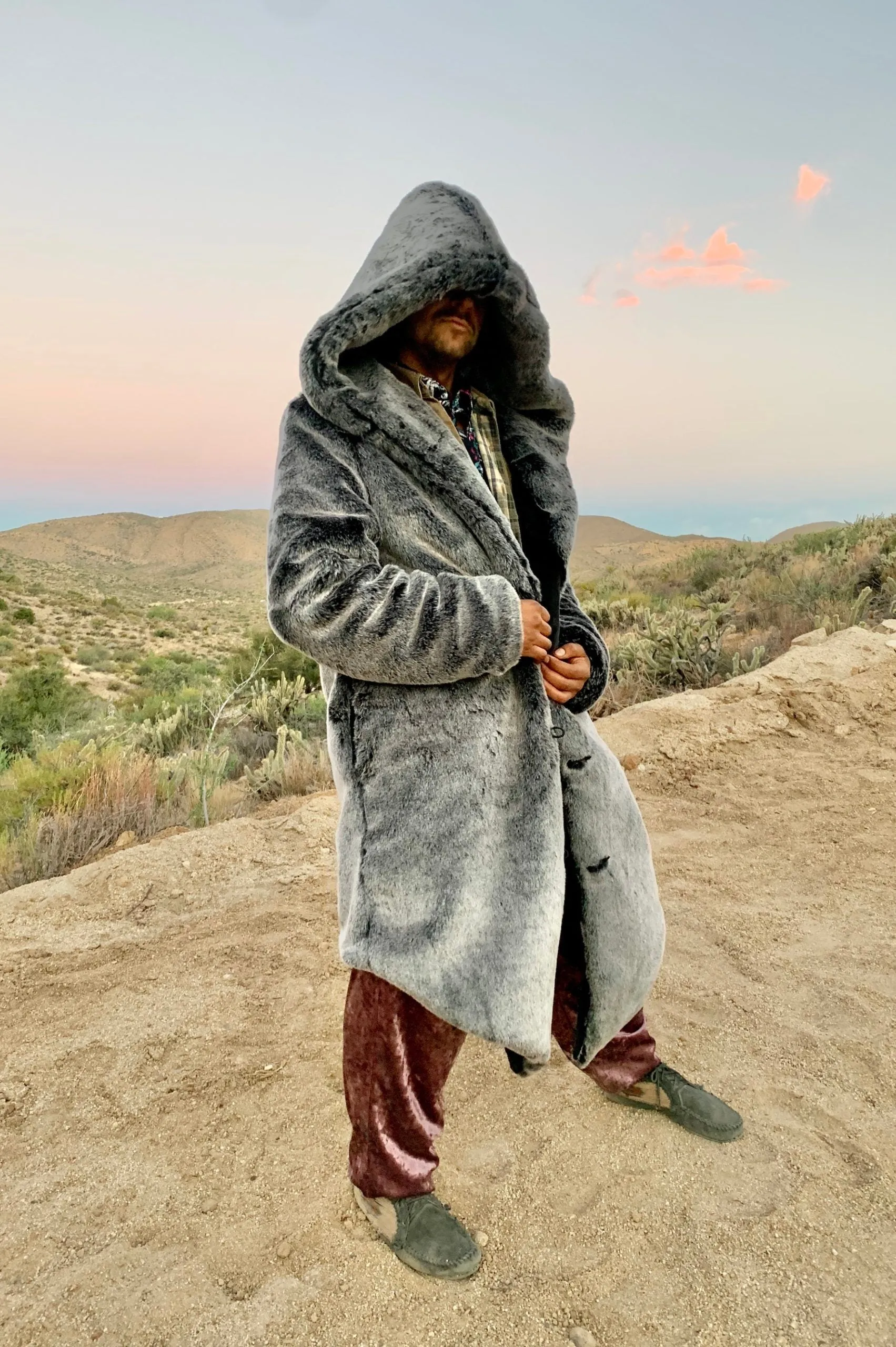 Men's Desert Warrior Coat in "Silver Jaguar" Chinchilla