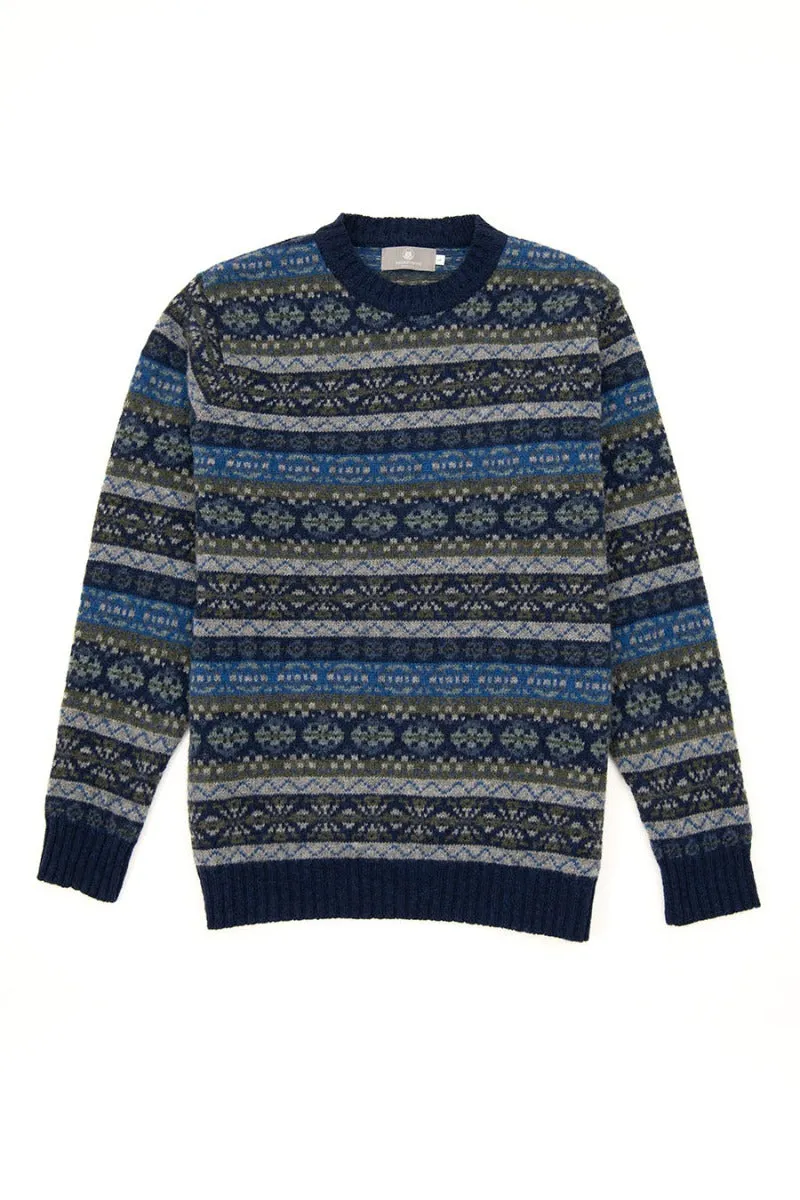 Mens Fair isle Drumtochty Jumper - Blue
