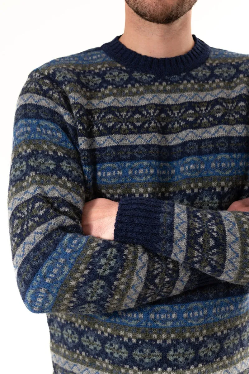 Mens Fair isle Drumtochty Jumper - Blue