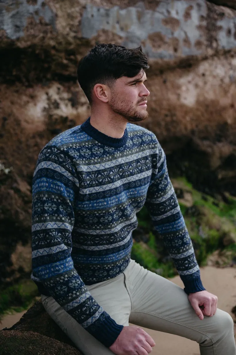 Mens Fair isle Drumtochty Jumper - Blue