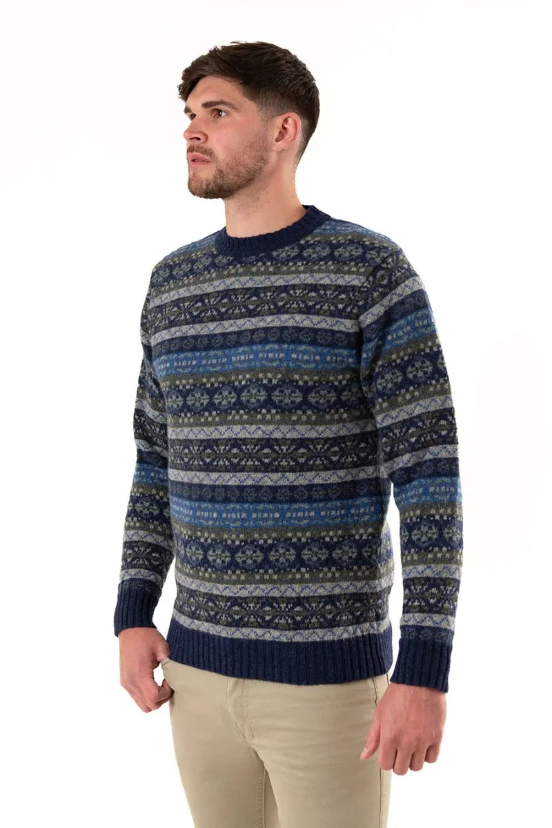 Mens Fair isle Drumtochty Jumper - Blue
