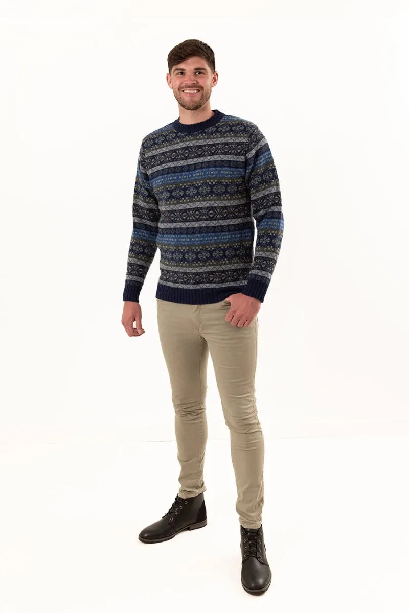 Mens Fair isle Drumtochty Jumper - Blue