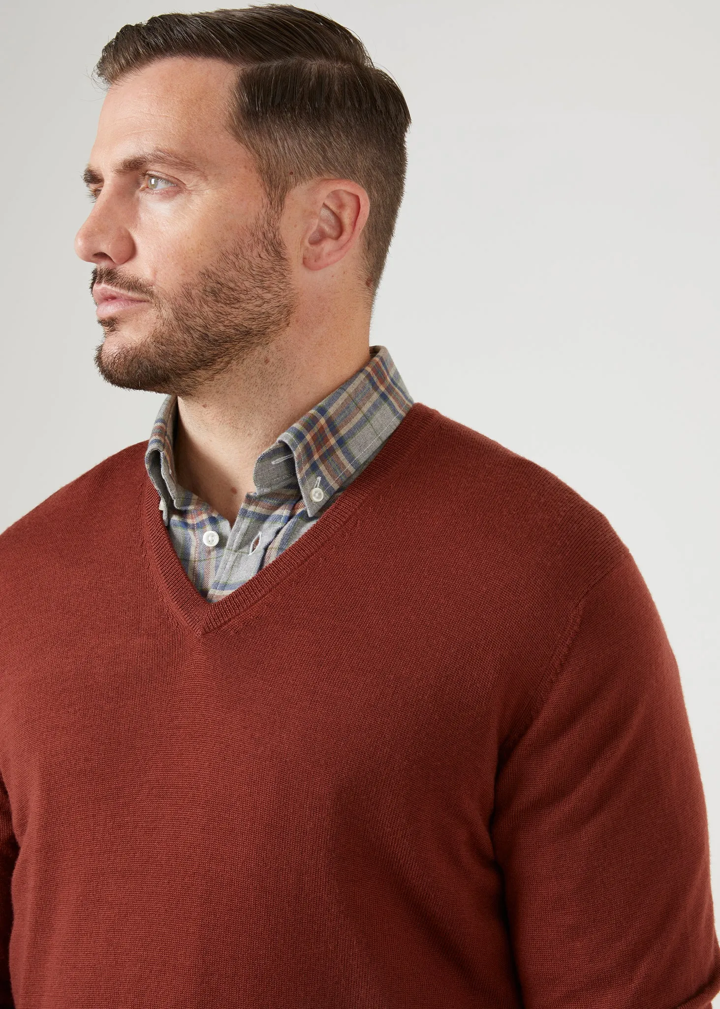 Millbreck Men's Merino Wool Jumper in Rusty - Regular Fit