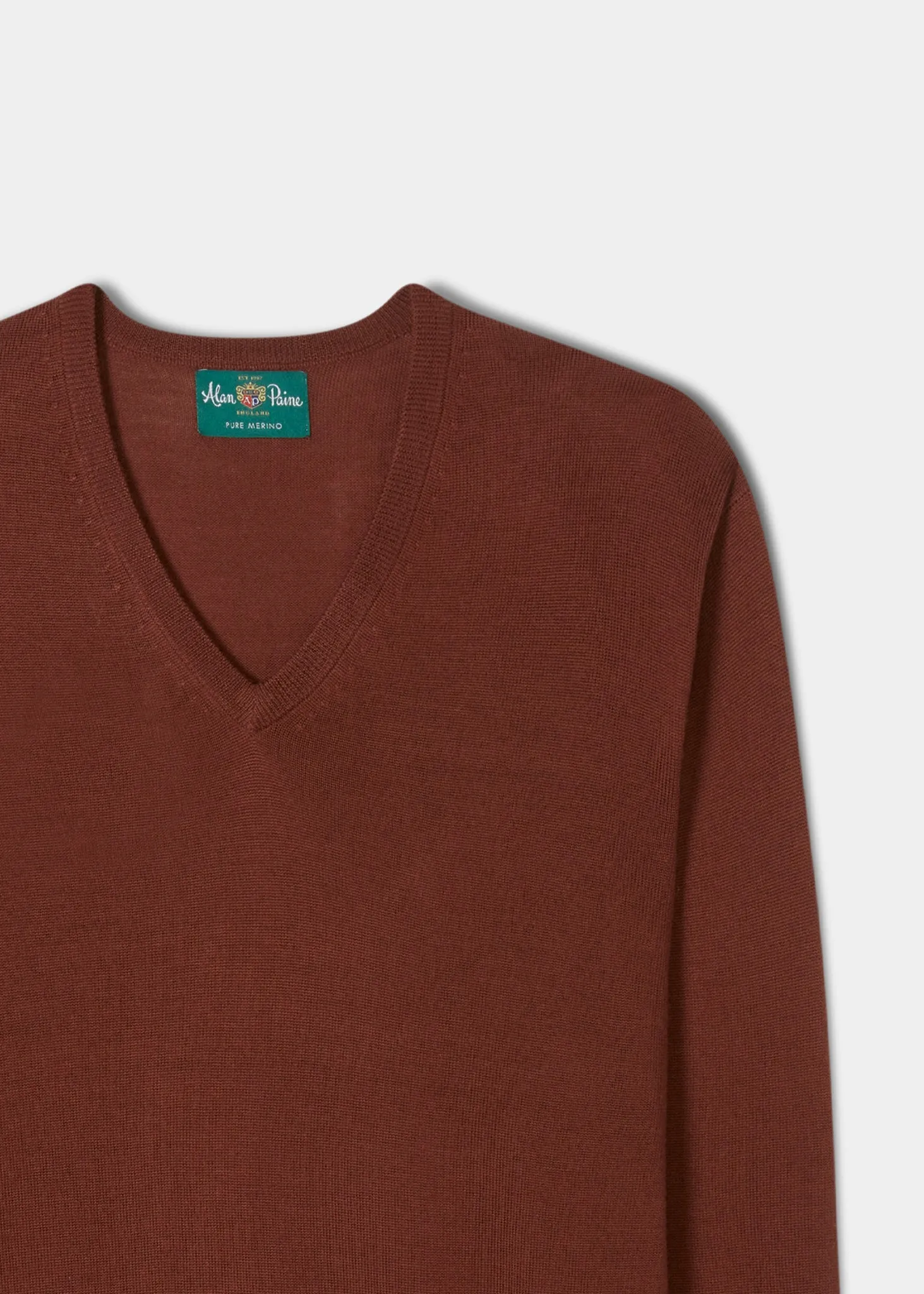 Millbreck Men's Merino Wool Jumper in Rusty - Regular Fit
