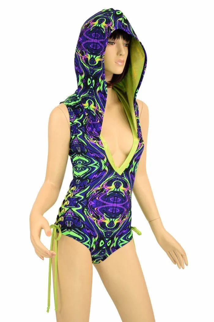 Neon Melt Deep Bro V Hooded Romper