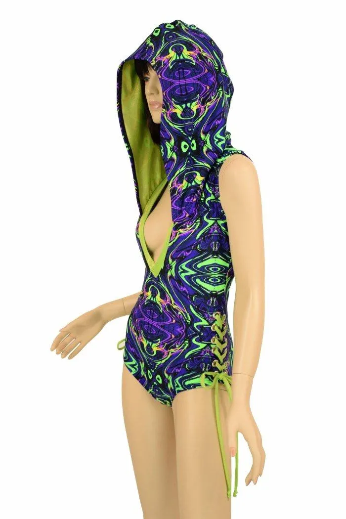 Neon Melt Deep Bro V Hooded Romper