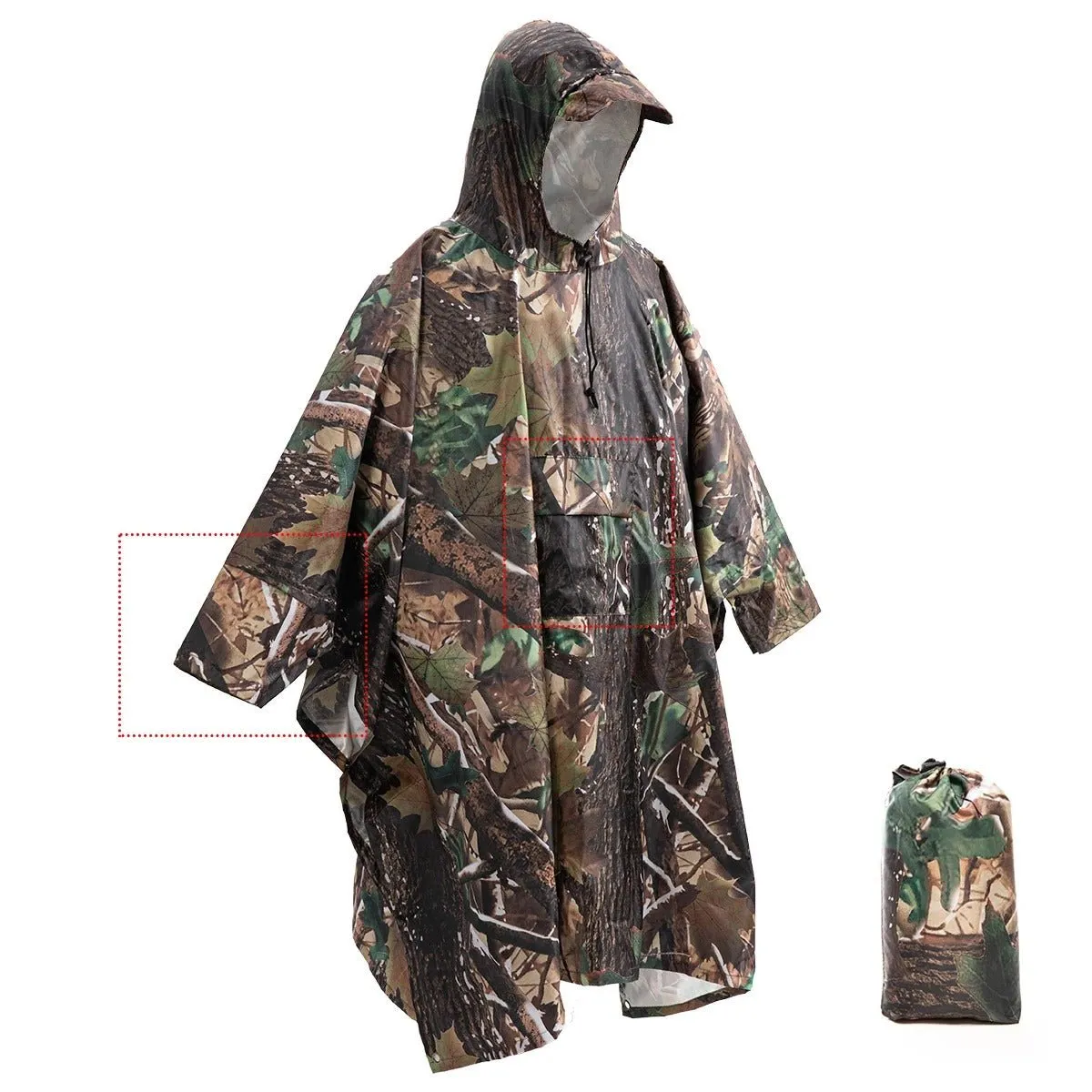 Outdoor Military Waterproof Rain Coat - 3 In 1  Lightweight Reusable Camping Hiking Raincoat Poncho for Men and Women