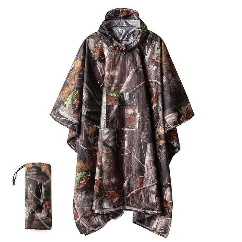 Outdoor Military Waterproof Rain Coat - 3 In 1  Lightweight Reusable Camping Hiking Raincoat Poncho for Men and Women