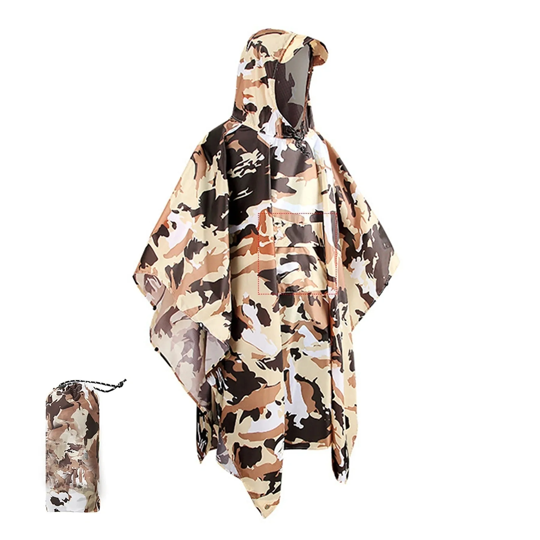 Outdoor Military Waterproof Rain Coat - 3 In 1  Lightweight Reusable Camping Hiking Raincoat Poncho for Men and Women