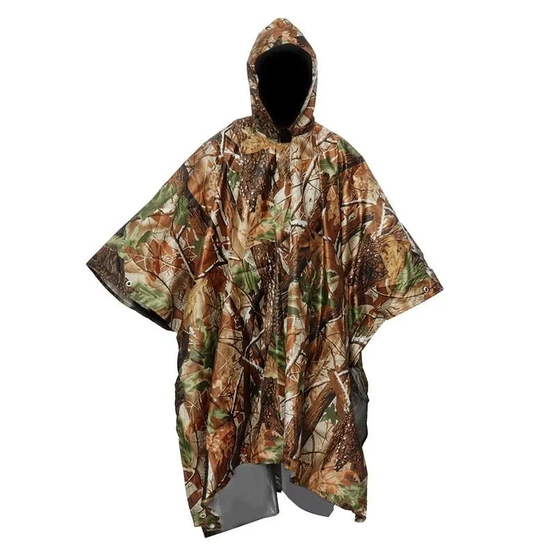 Outdoor Military Waterproof Rain Coat - 3 In 1  Lightweight Reusable Camping Hiking Raincoat Poncho for Men and Women