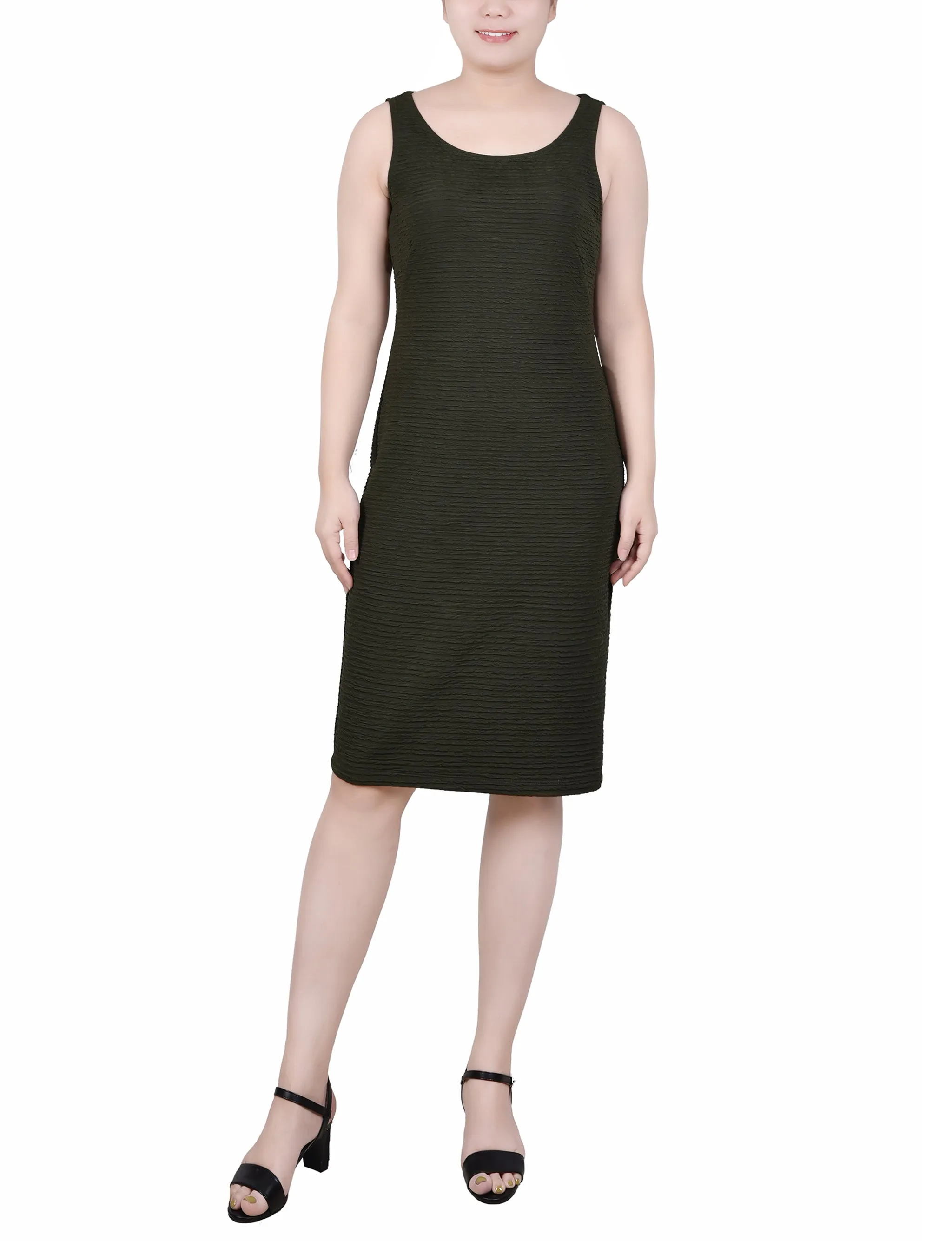 Petite Textured 3/4 Sleeve 2 Piece Dress Set