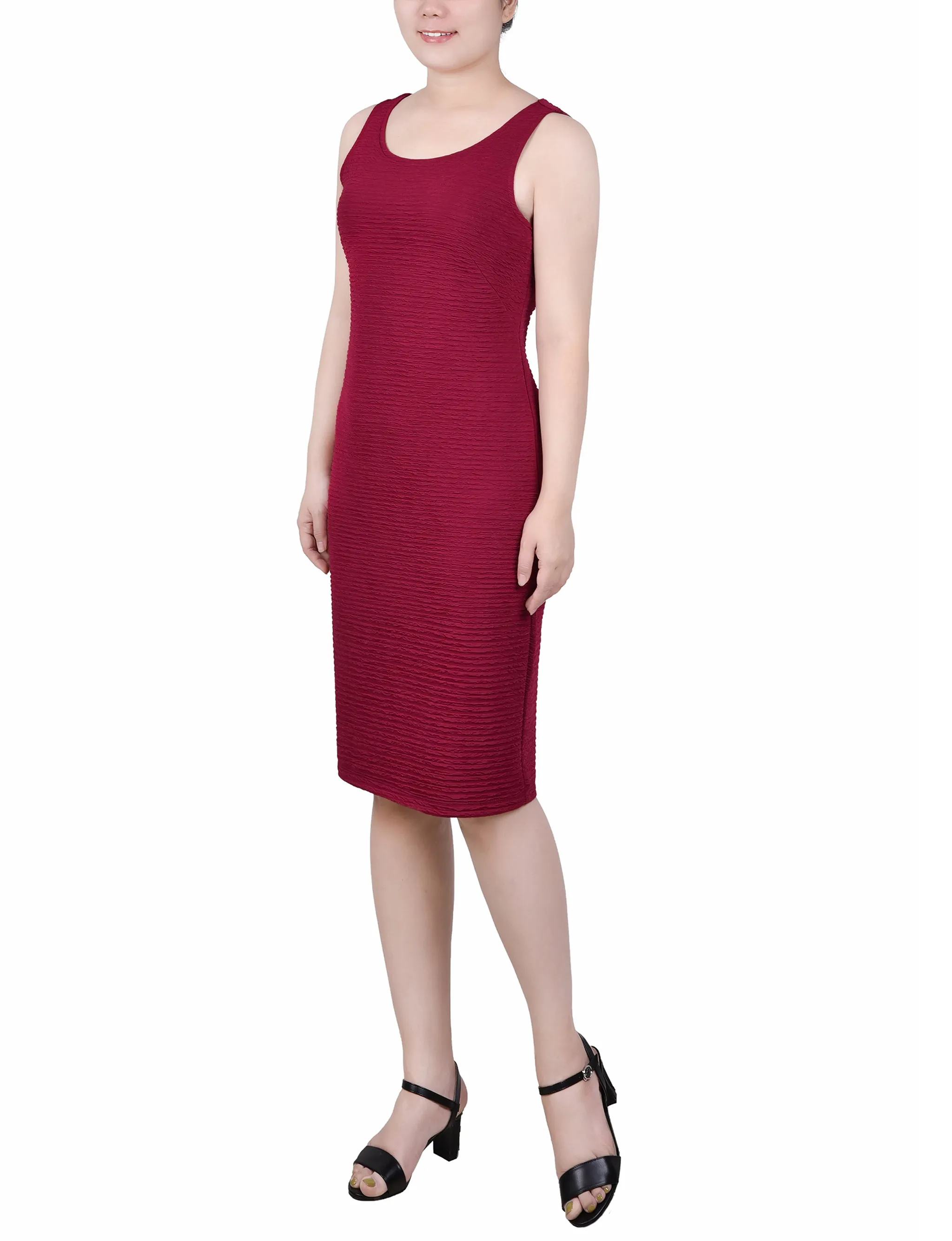 Petite Textured 3/4 Sleeve 2 Piece Dress Set