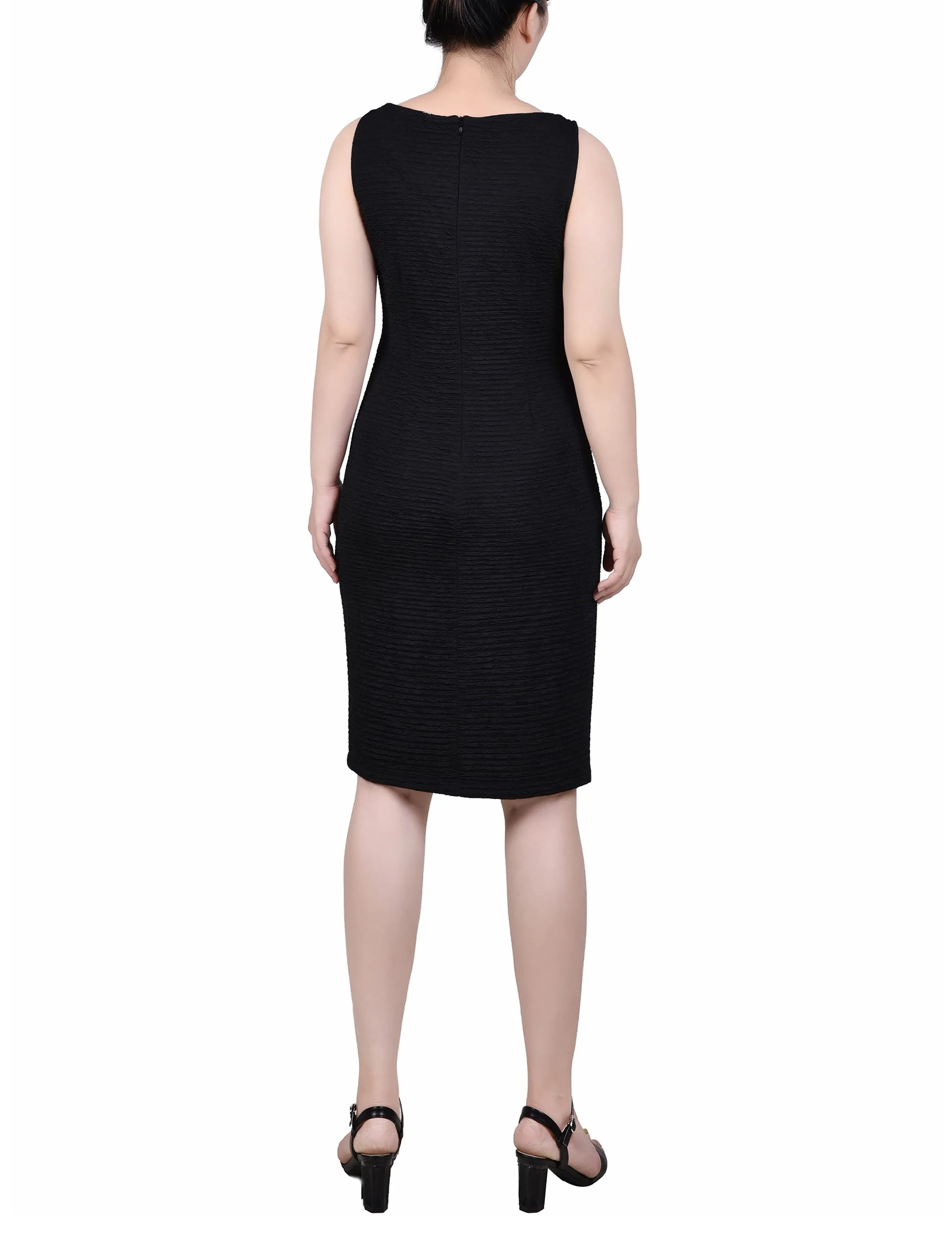 Petite Textured 3/4 Sleeve 2 Piece Dress Set