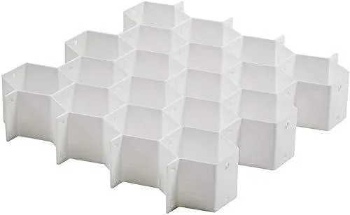 PROTOWARE Honeycomb Underwear Innerwear Socks Organizer Drawer Clapboard Closet Divider (8 Strap)(18 Compartment, White)