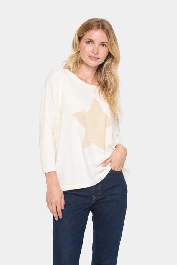 Saint Tropez Star Batwing Jumper Cream Gold