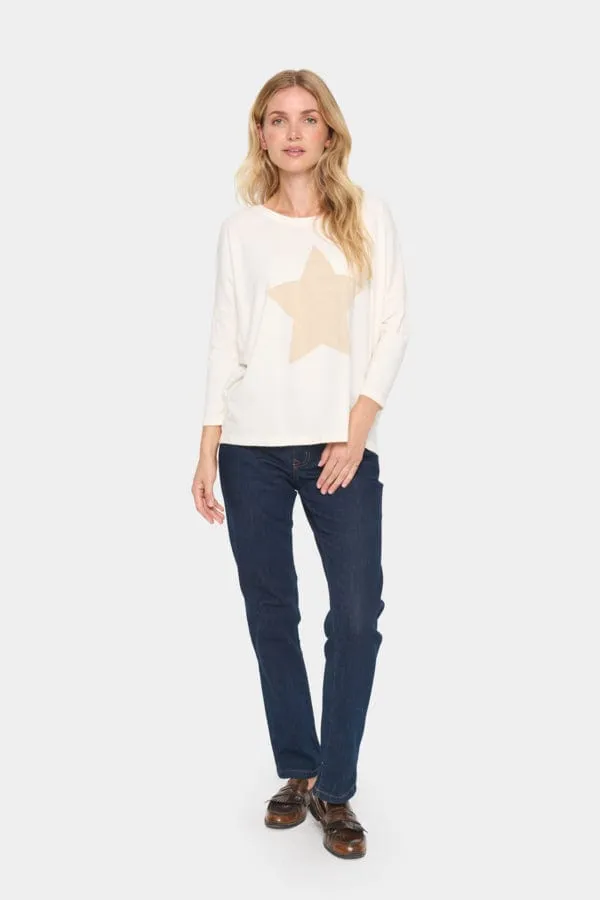 Saint Tropez Star Batwing Jumper Cream Gold