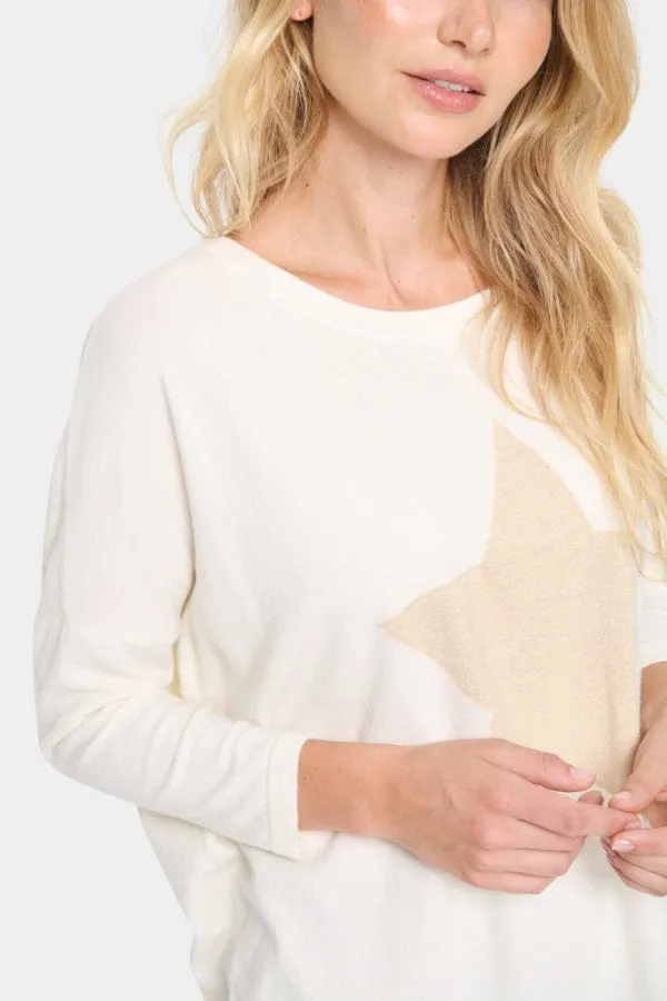 Saint Tropez Star Batwing Jumper Cream Gold