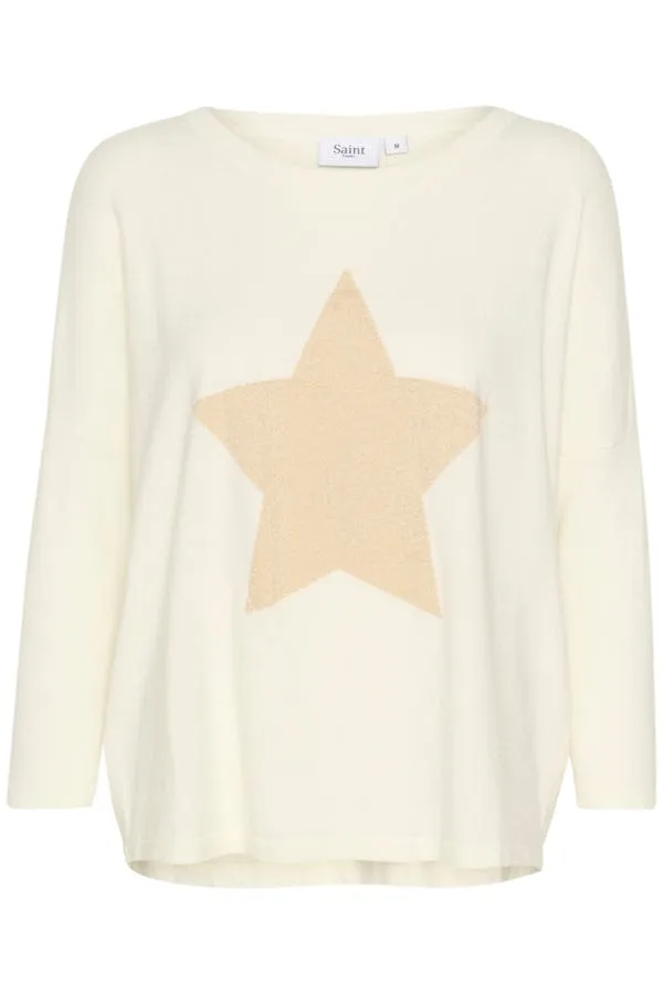 Saint Tropez Star Batwing Jumper Cream Gold