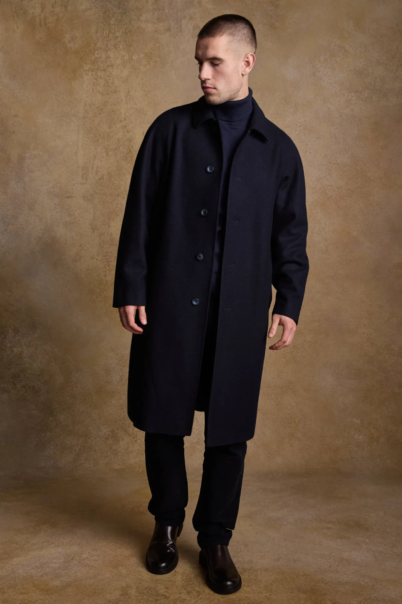 Sean Tweed Coat - Deep Navy Melton