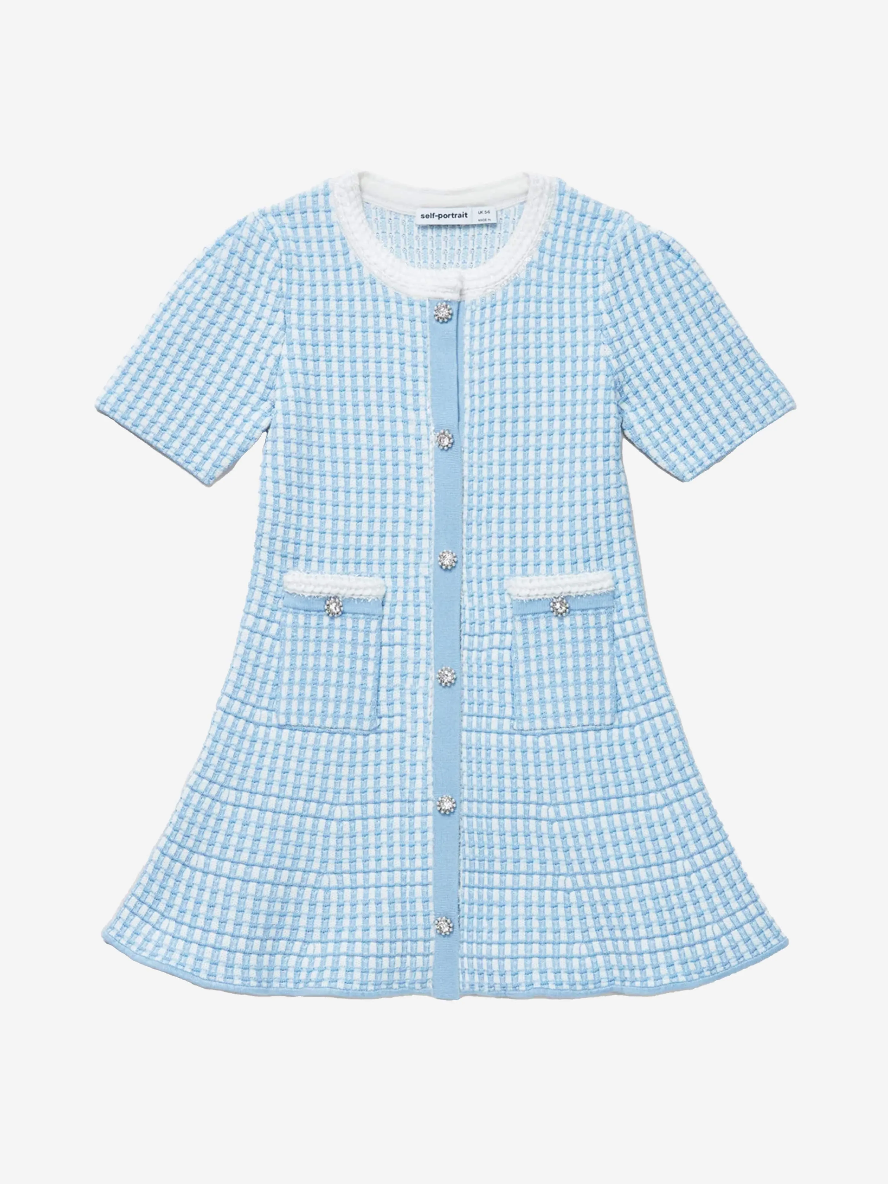 Self Portrait Girls Knit Dress in Blue