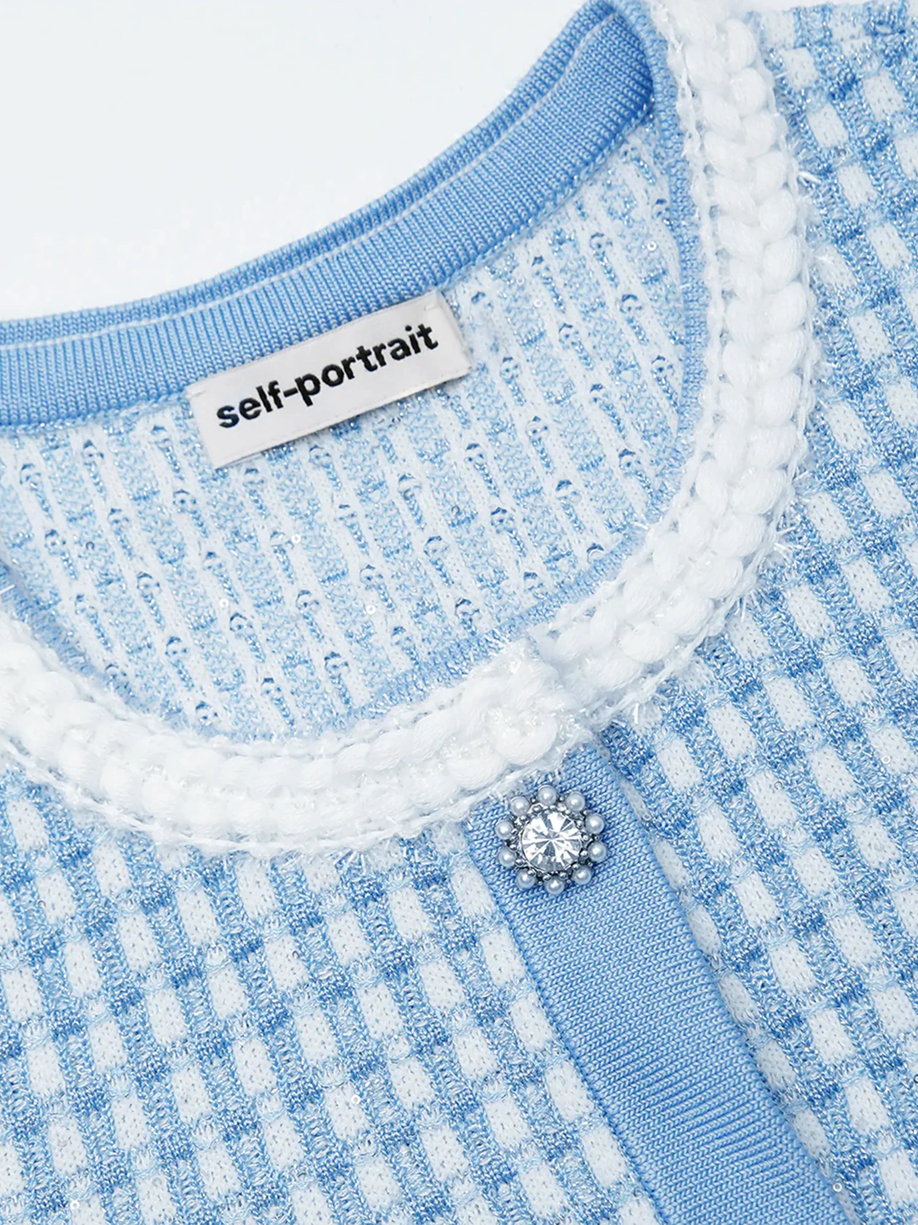 Self Portrait Girls Knit Dress in Blue