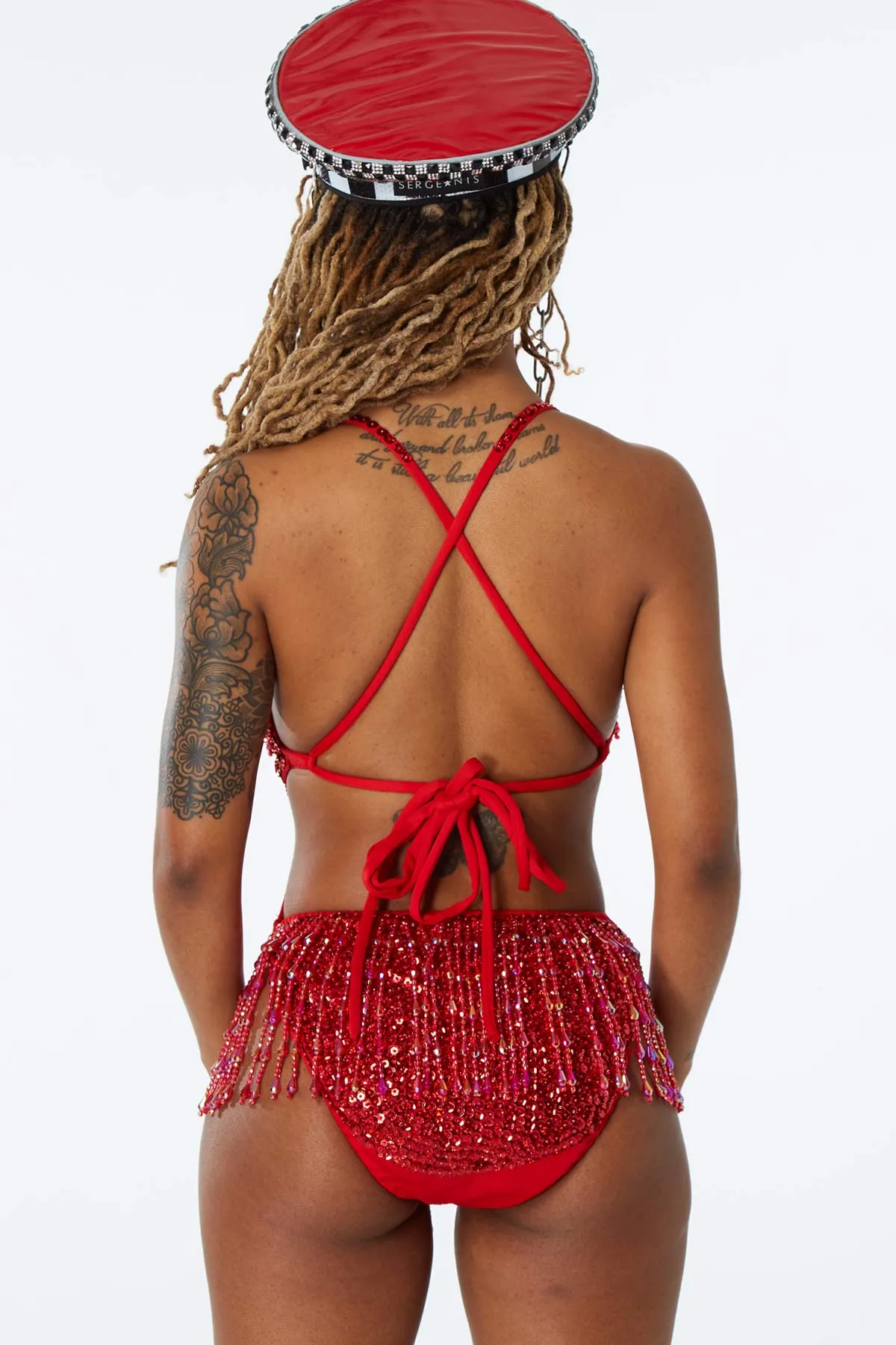 Shimmy Shimmy Sequin Bodysuit in Ruby