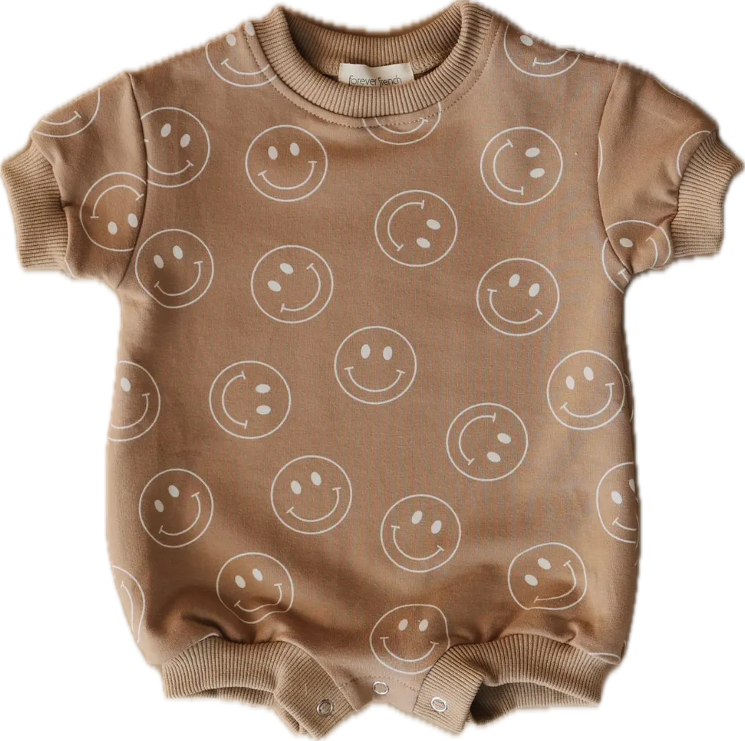 Short Sleeve Romper | Just Smile Tan