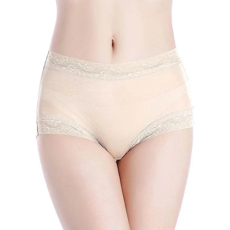Silk Panties - Natural Waist Briefs Breathable Underwear