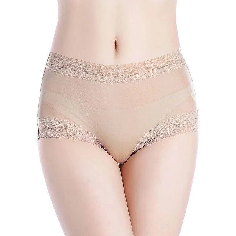 Silk Panties - Natural Waist Briefs Breathable Underwear
