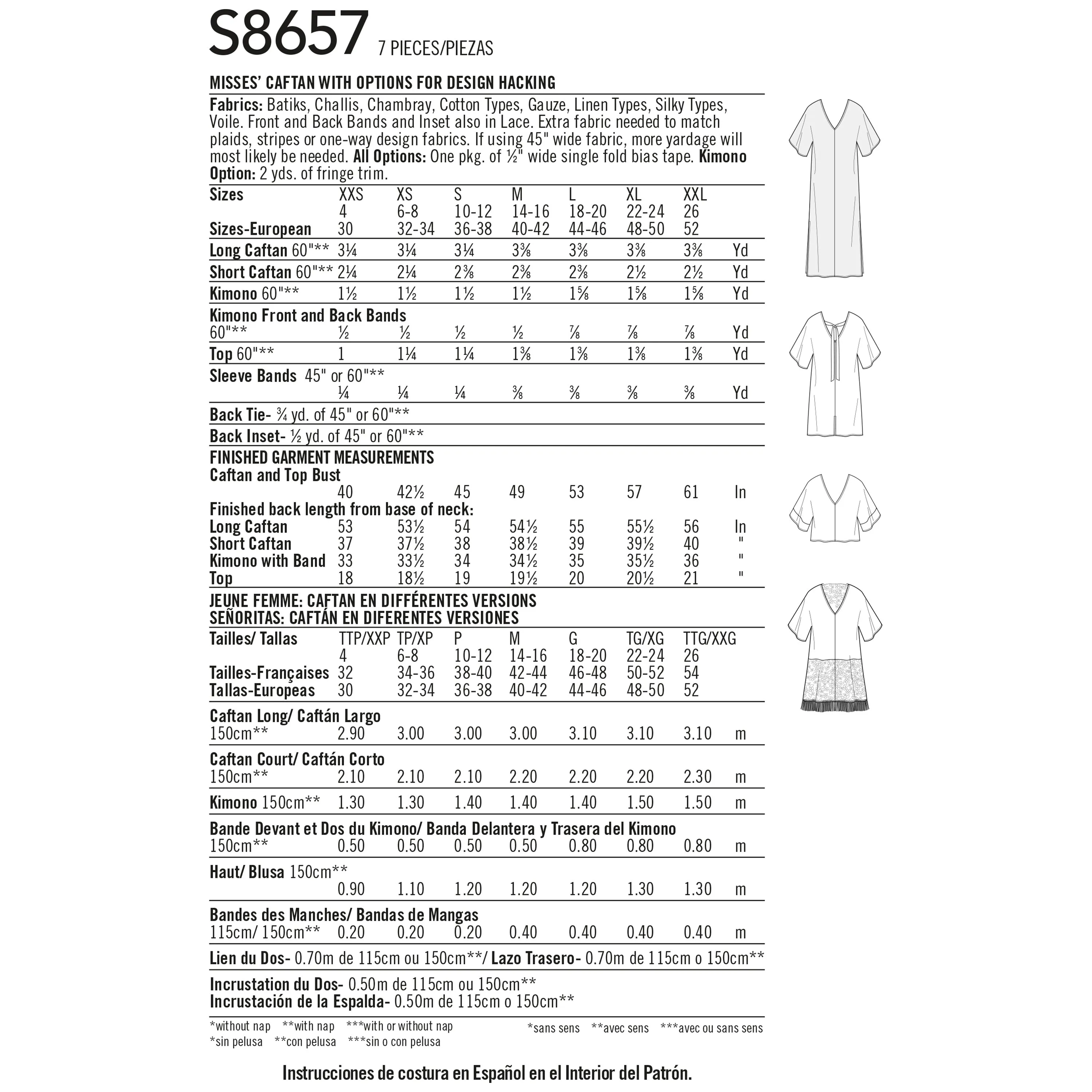 Simplicity Pattern 8657  Misses' Caftan with Options for Design Hacking