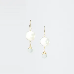 Single Coin Pearl & Gemstone Earrings