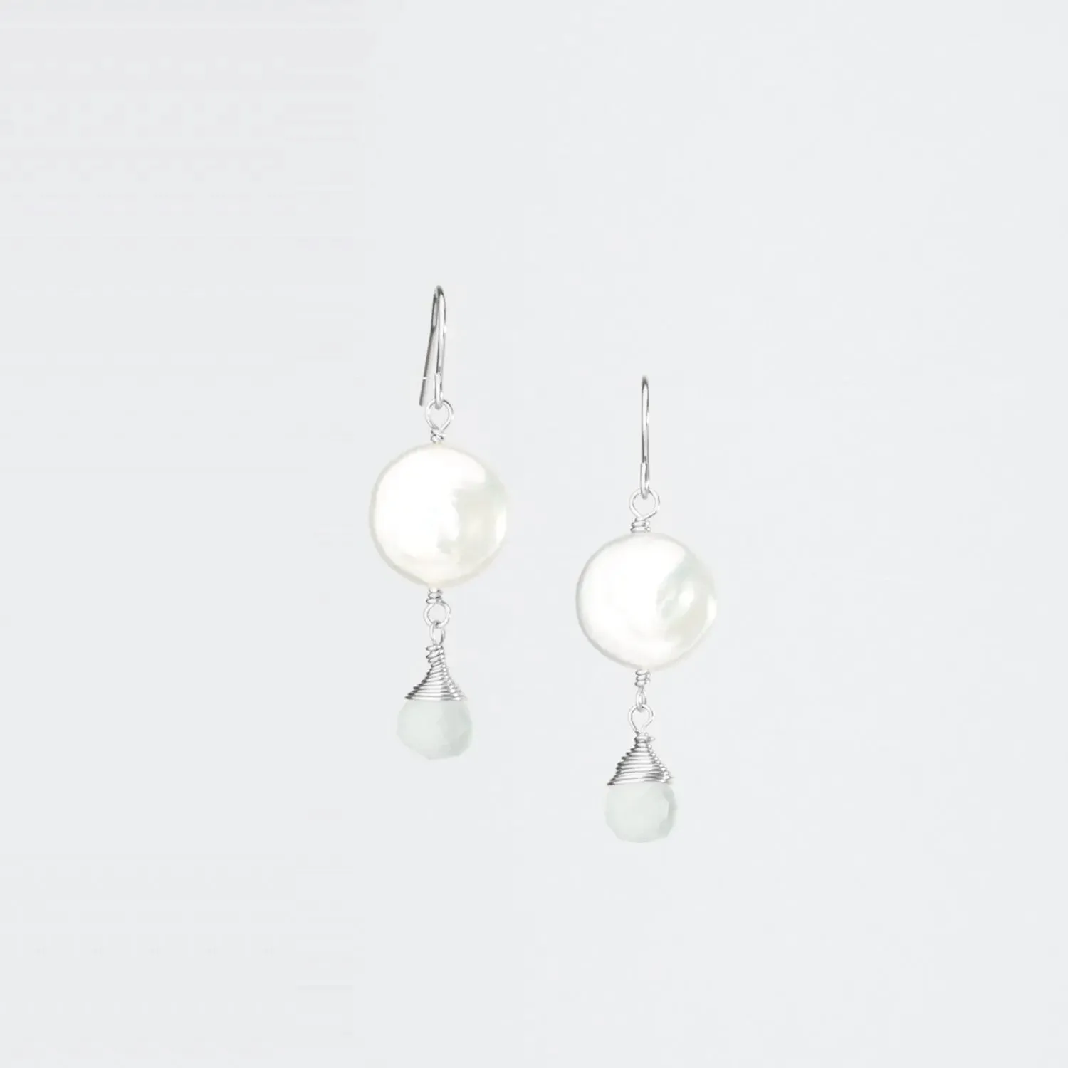 Single Coin Pearl & Gemstone Earrings