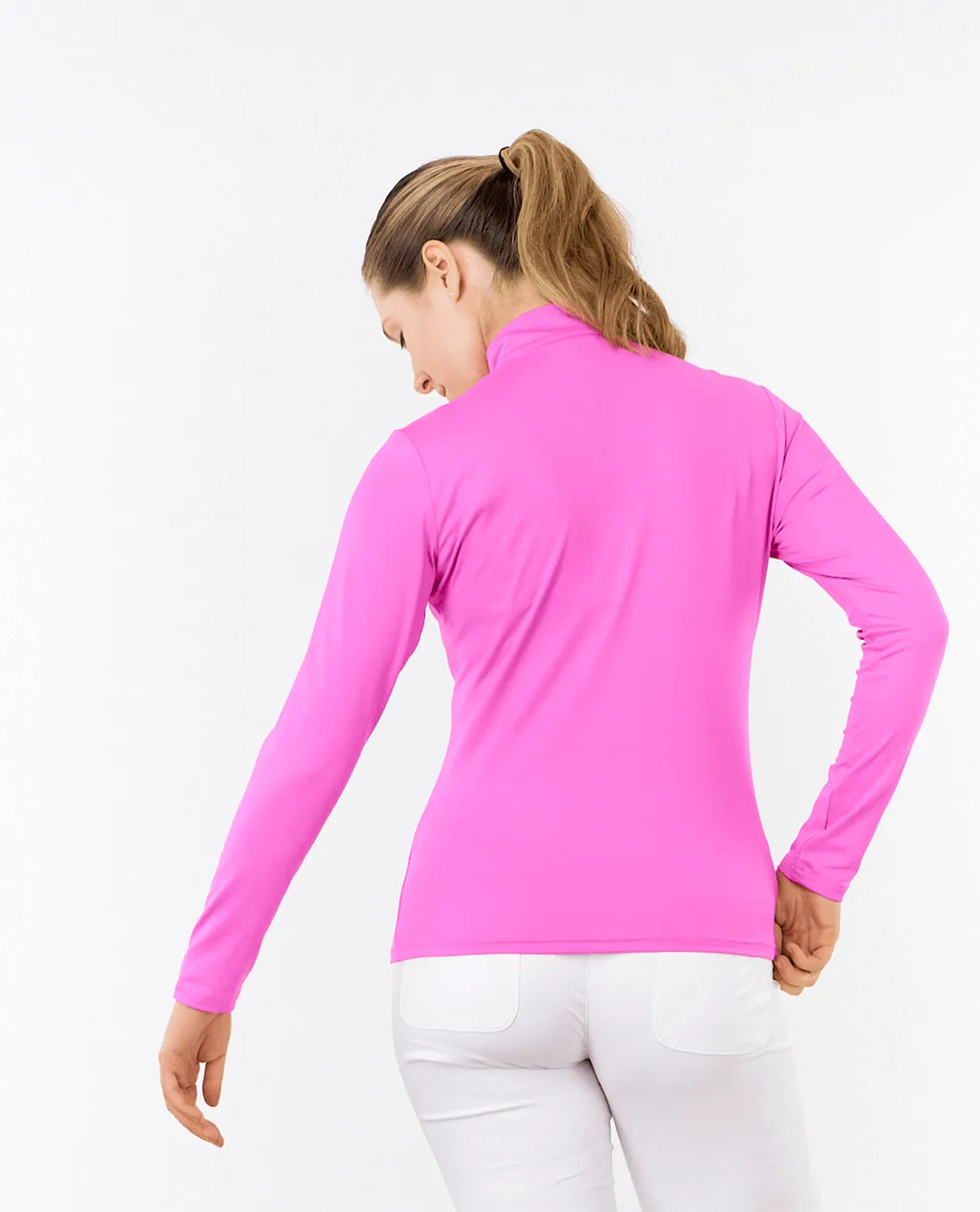 SIZE S - PURE GOLF Tranquility Mid-Zip Top 443 Azalea