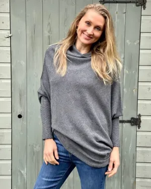 Soft Knit Asymmetric Jumper - Dark Grey
