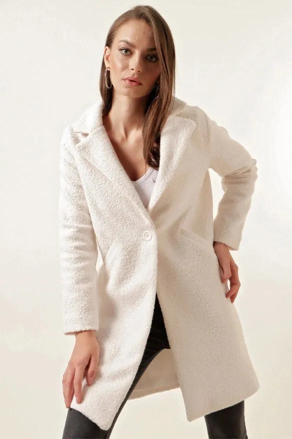 Stylish Classy Women Coat Off White