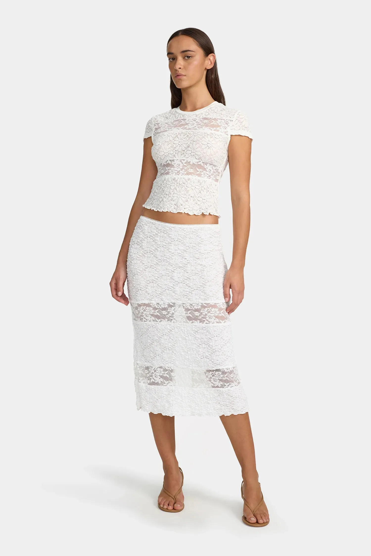 SUZA MIDI SKIRT | WHITE