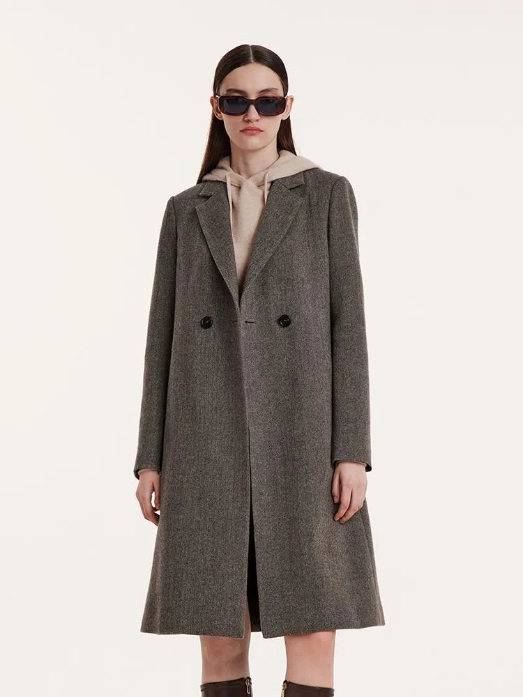 Washable Wool Notched Lapel Coat