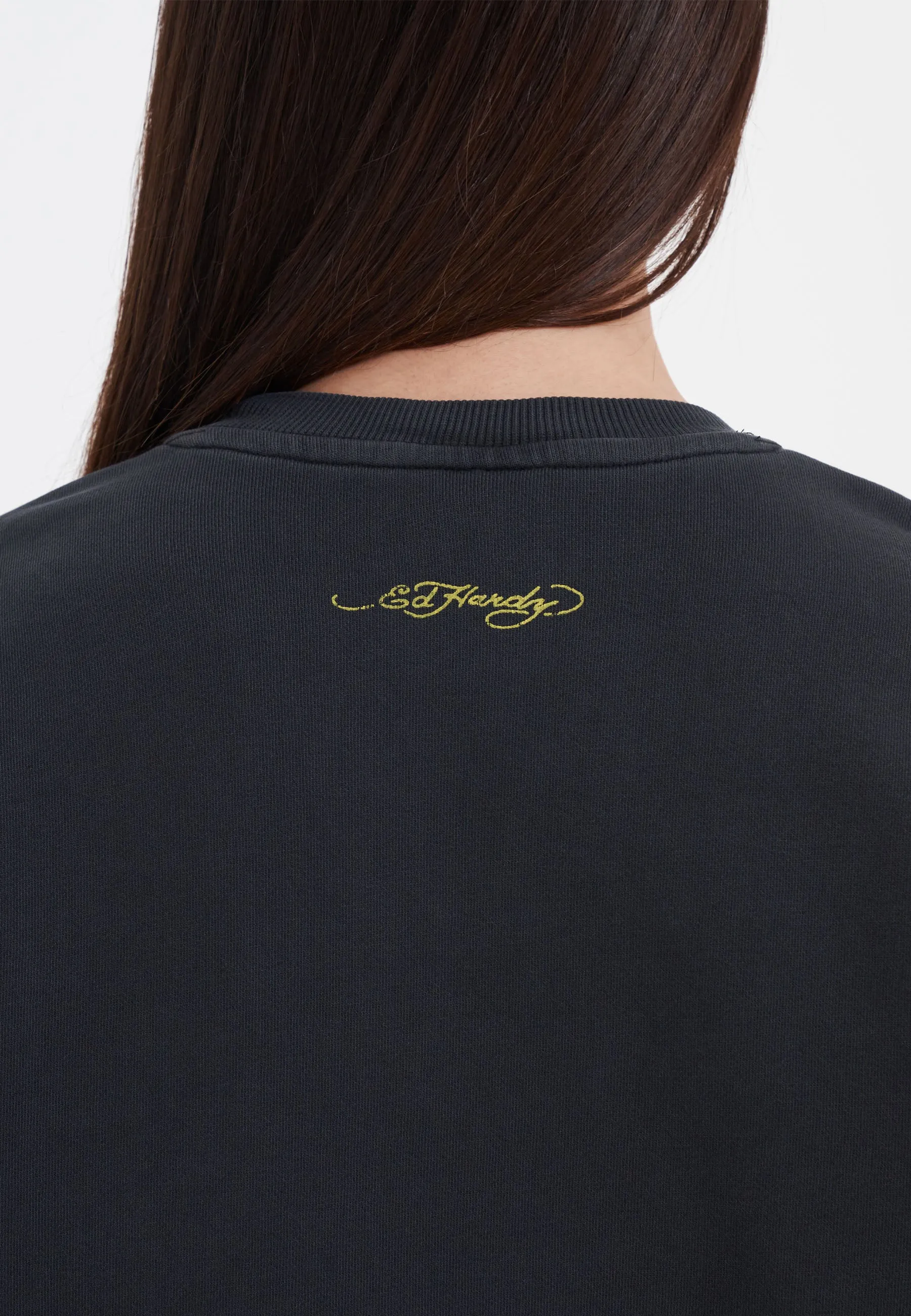 Womens Tiger-Vintage-Roar Crew Neck Sweatshirt - Black